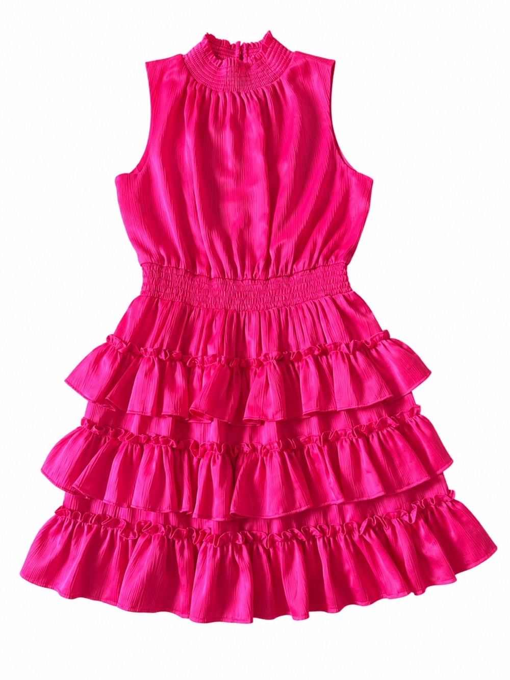 Sleeveless Ruffled Mini Dress in Hot Pink